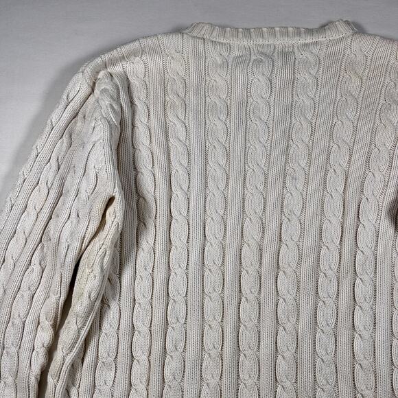 Vintage 1990s LAUREN Ralph Lauren White Cable Knit Sweater Green Label AS IS - Picture 13 of 16